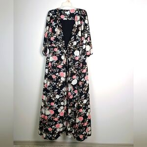 New York & Company 3/4 Sleeve Wrap Maxi Robe Coverup Dress - Medium